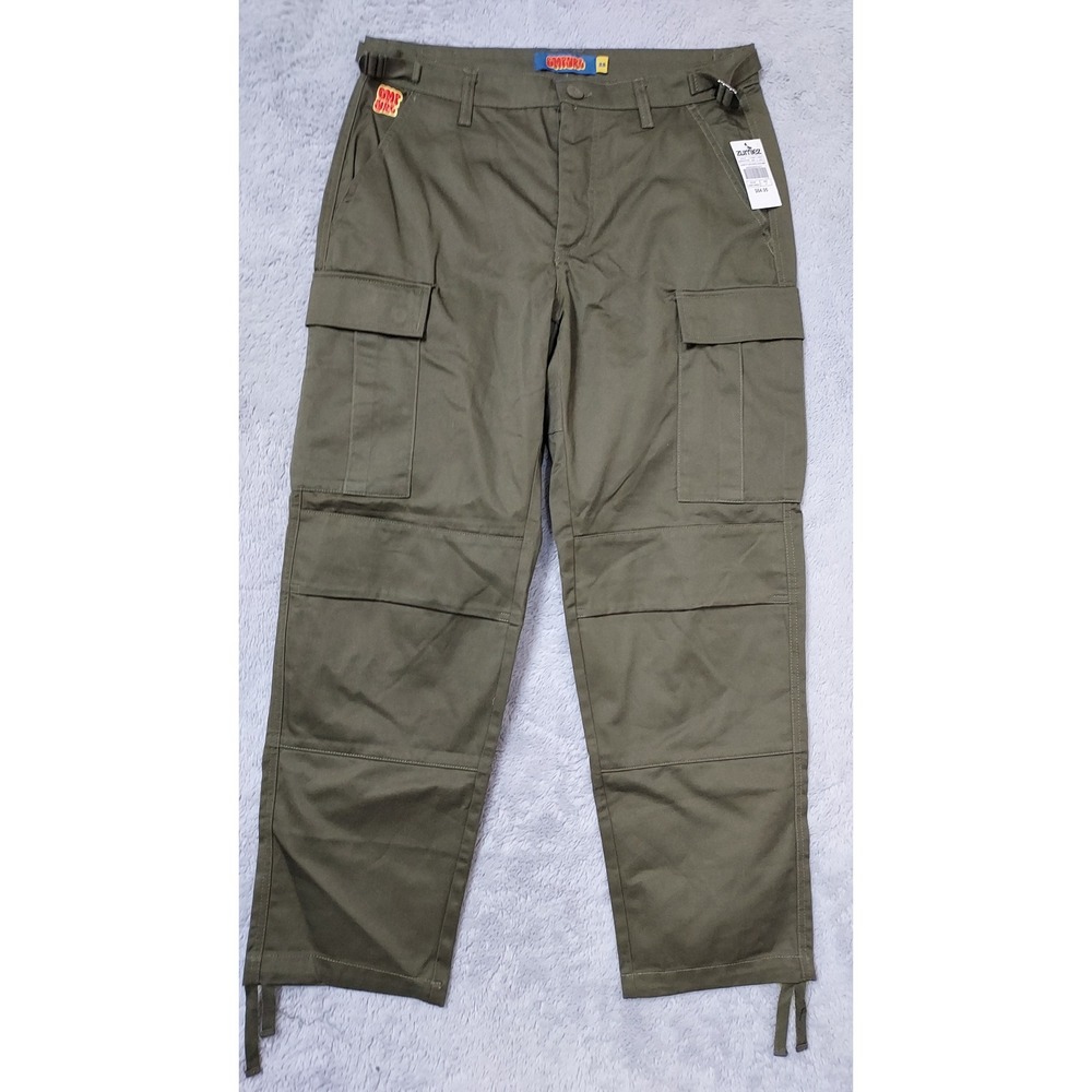 NEW Empyre Pants Mens 32x28 Loose Fit Sk8 Cargo Green Baggy Skater Adjustable